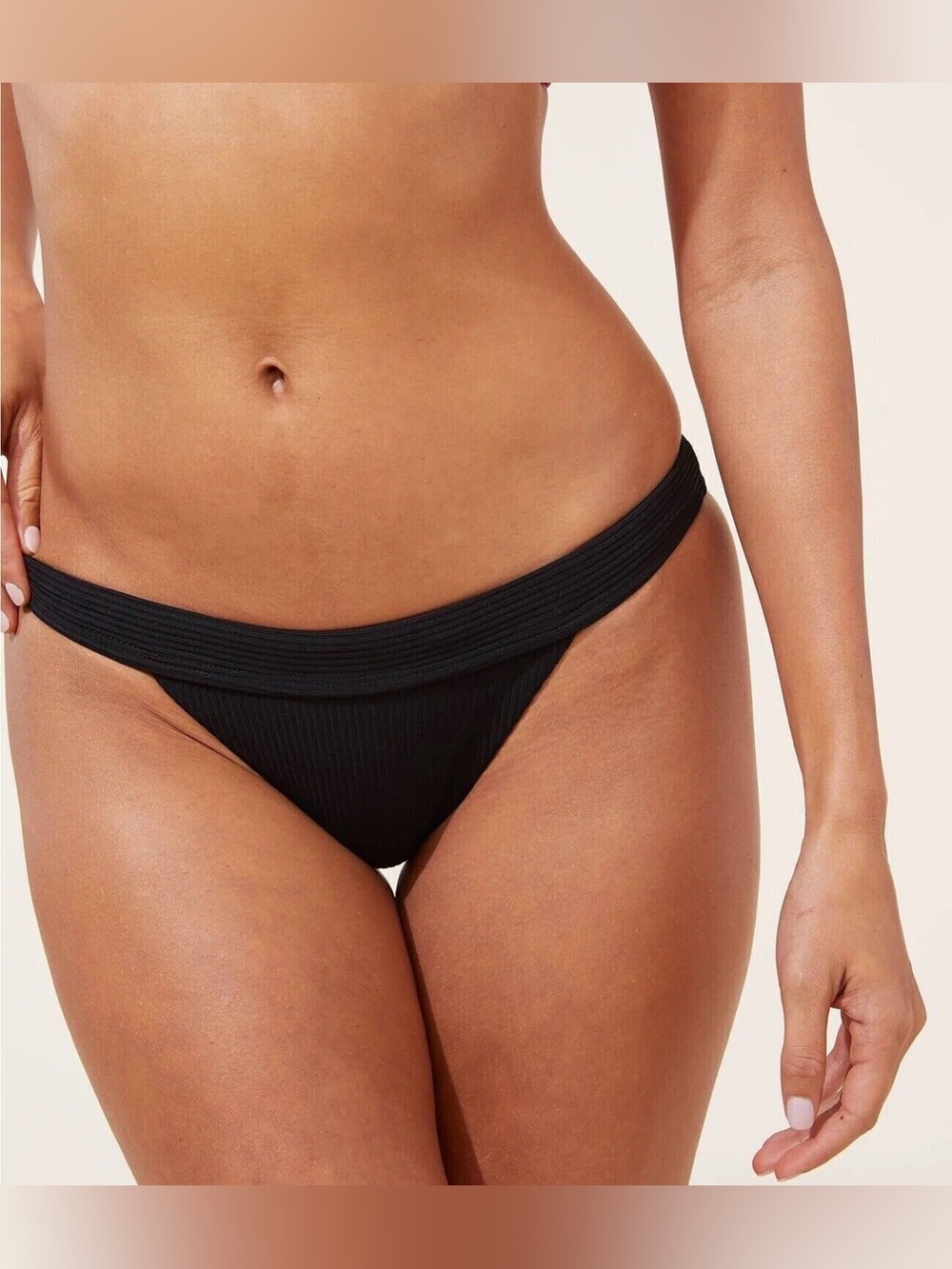 Andie Ribbed Black Bikini Bottom